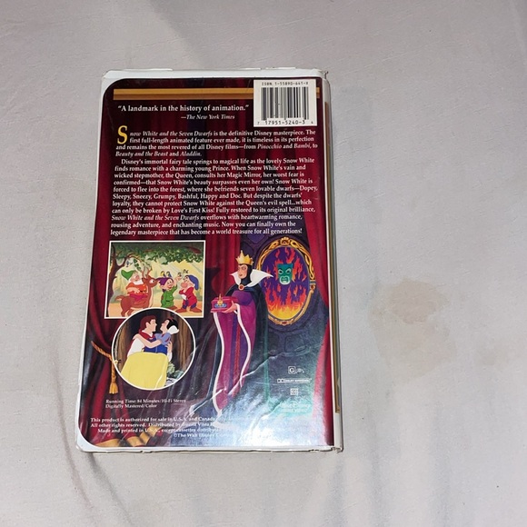 Walt Disney’s masterpiece Snow White and the Seven Dwarfs vhs in original case - Picture 3 of 9